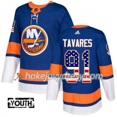 Dětské Hokejový Dres New York Islanders John Tavares 91 2017-2018 USA Flag Fashion Modrá Adidas Authentic